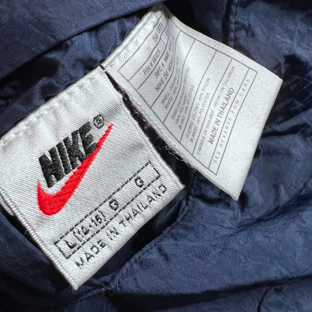 Vintage Nike Reversible Windbreaker Jacket Kids Large 14-16 Yellow Navy Blue Zip